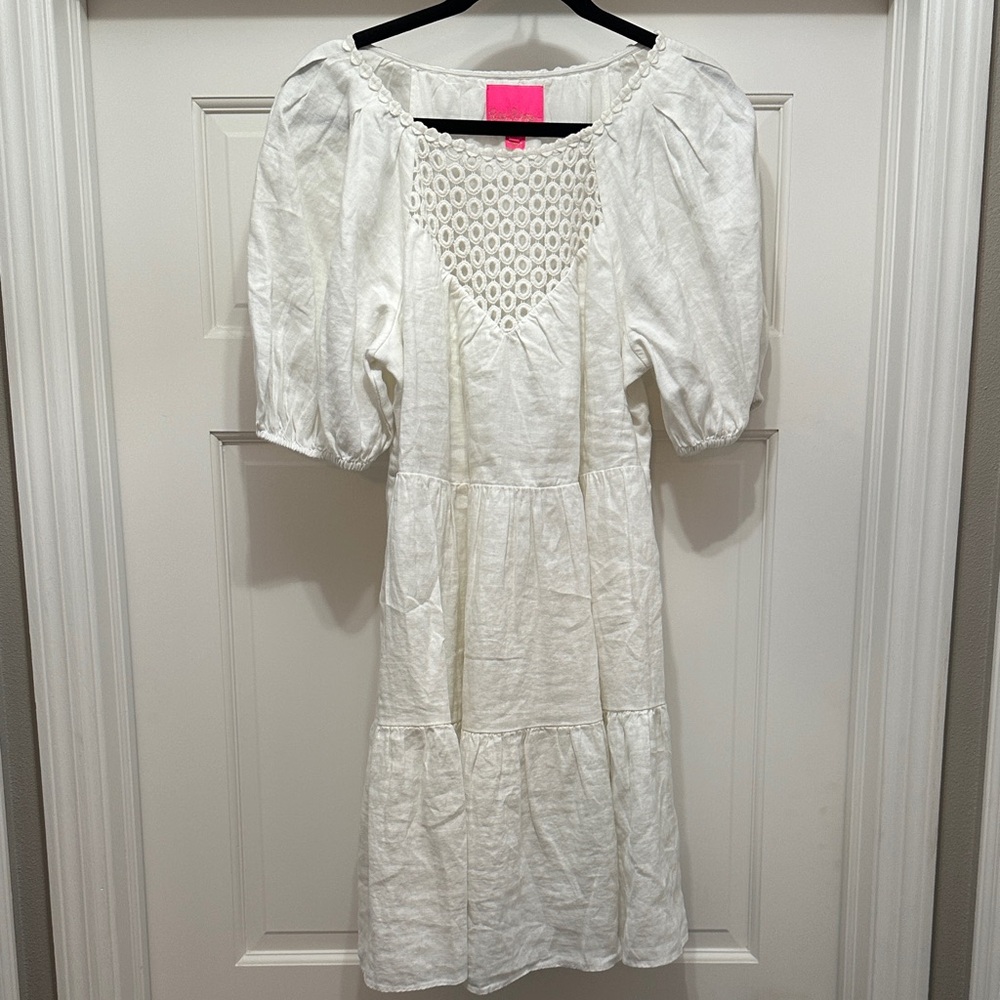 Lilly Pulitzer White Midi Dress with Crochet Detail